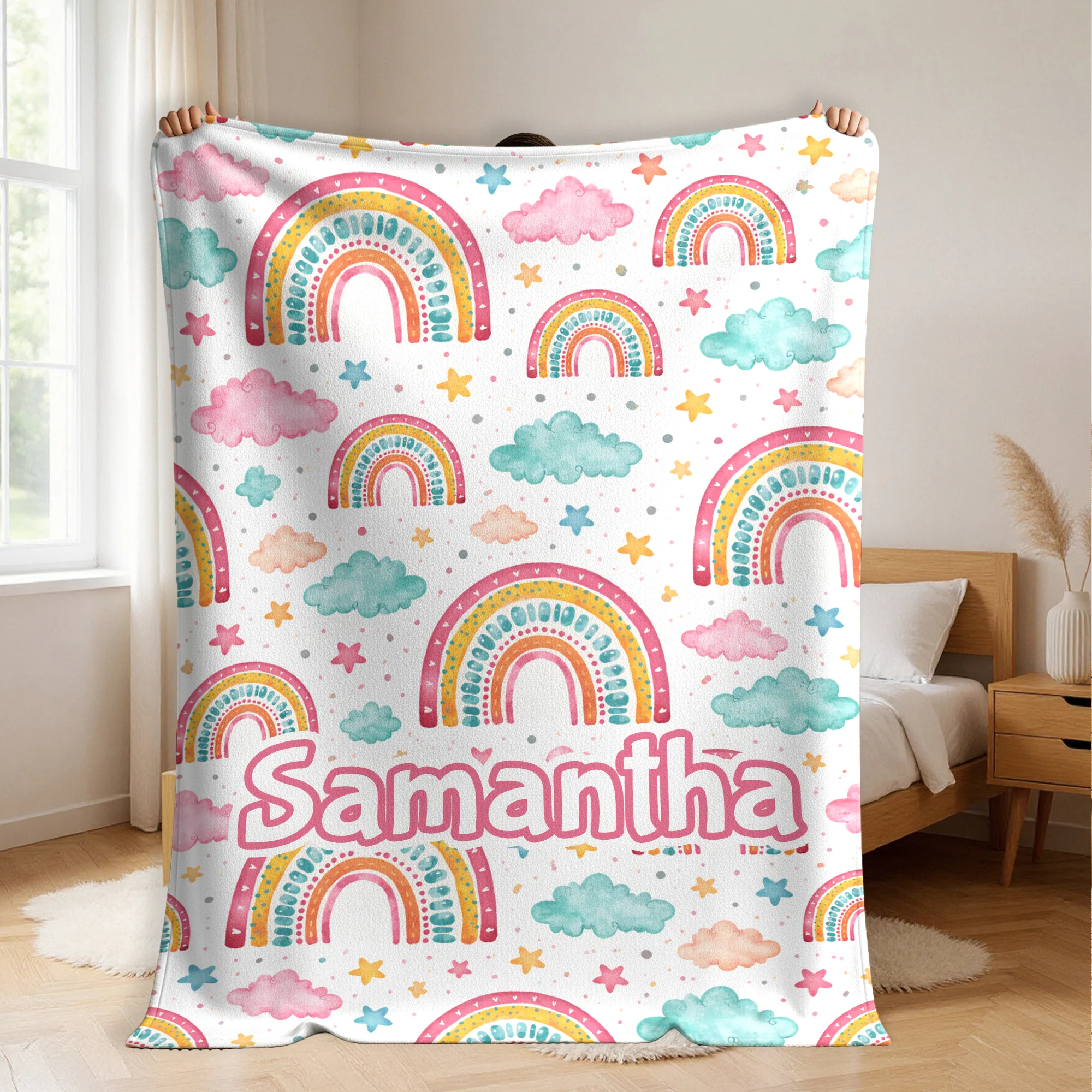Personalized Rainbow Name Blanket - Image 3
